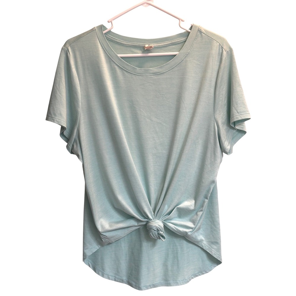 Yogalicious Womens XL Seafoam Green Short Sleeve Tie Front Activewear‎ T-Shirt